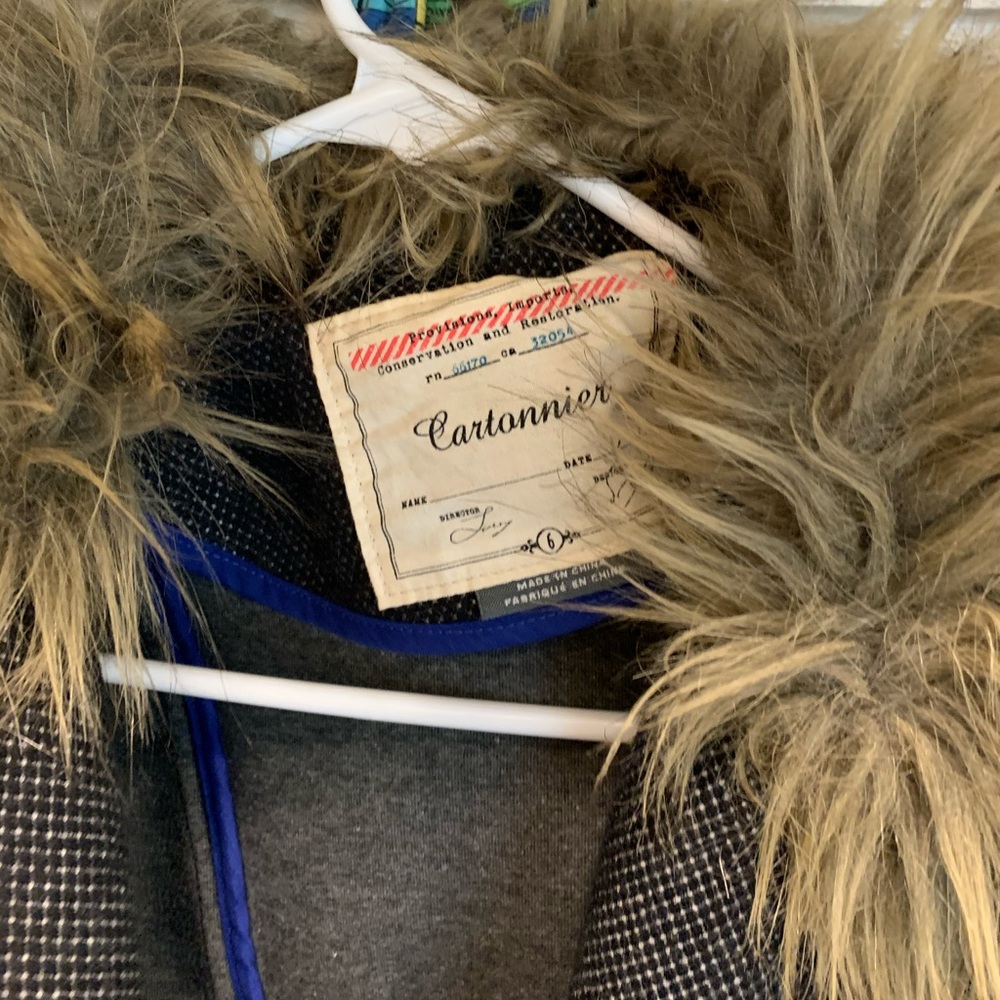 Cartonnier Fur-Trimmed Jacket in Gray and Tan